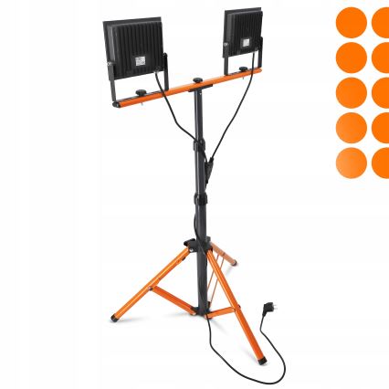 LED-schijnwerper met statief 2xLED/100W/230V 4500K IP65 zwart/oranje