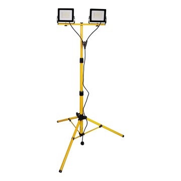 LED-schijnwerper met statief 2xLED/30W/230V 6500K IP65 geel