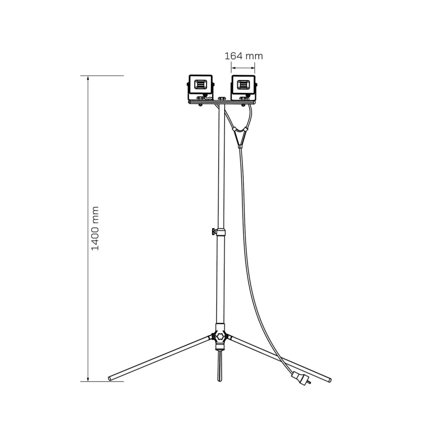LED-schijnwerper met statief 2xLED/30W/230V 6500K IP65 geel