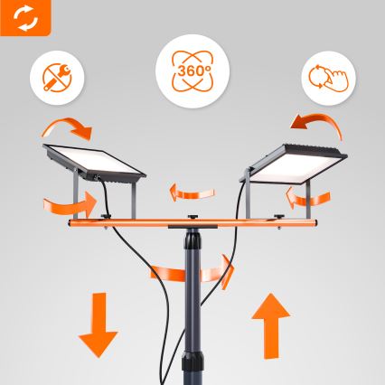 LED-schijnwerper met statief 2xLED/50W/230V 4500K IP65 zwart/oranje