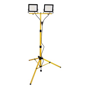 LED-schijnwerper met statief 2xLED/50W/230V 6500K IP65 geel