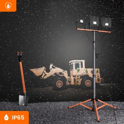 LED-schijnwerper met statief 3xLED/100W/230V 4500K IP65 zwart/oranje