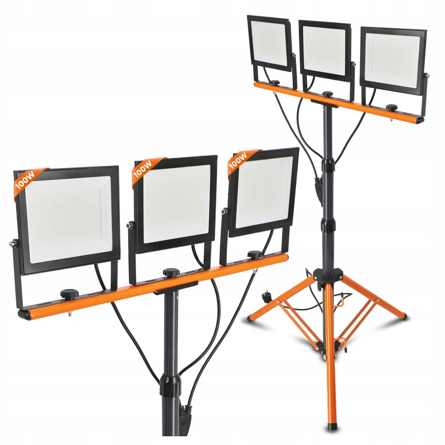 LED-schijnwerper met statief 3xLED/100W/230V 4500K IP65 zwart/oranje