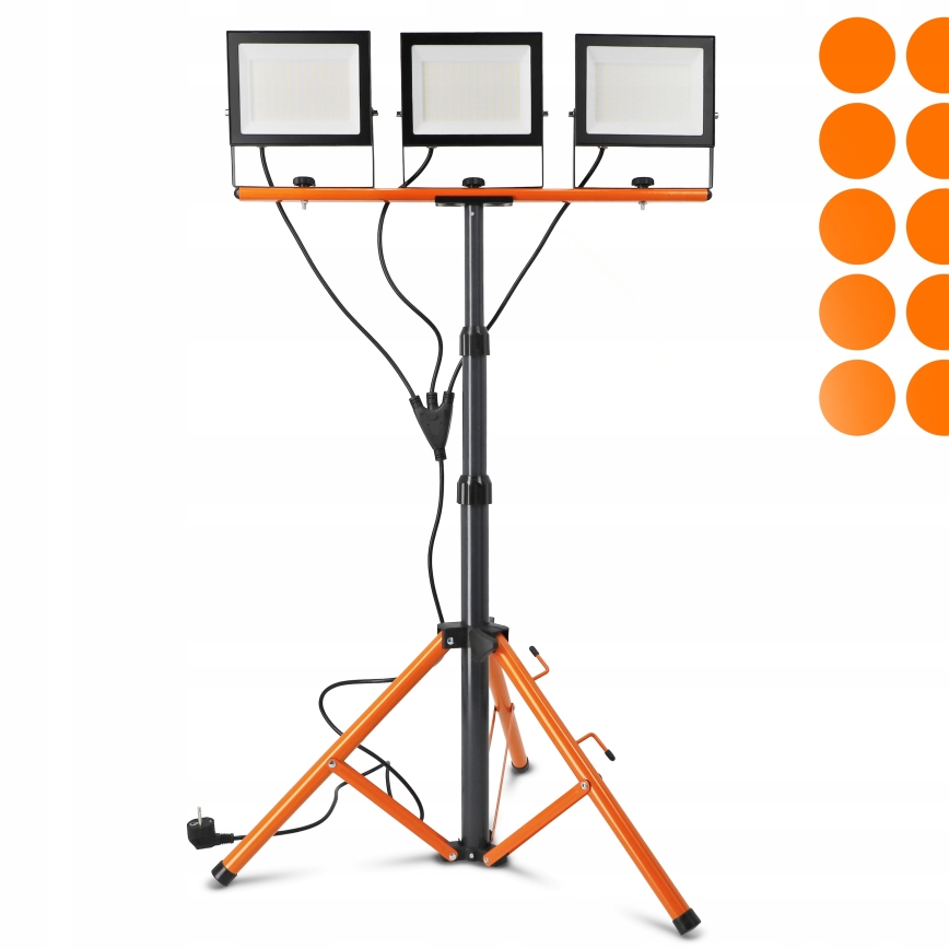 LED-schijnwerper met statief 3xLED/100W/230V 4500K IP65 zwart/oranje