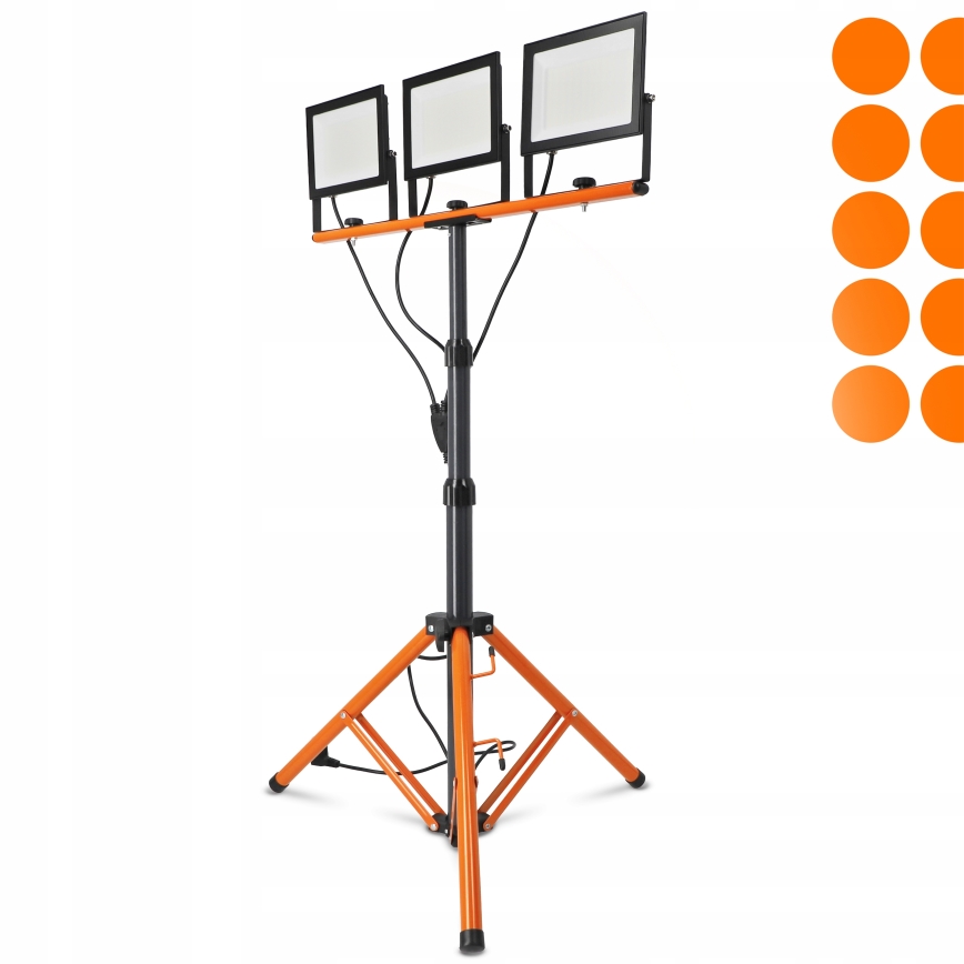 LED-schijnwerper met statief 3xLED/100W/230V 4500K IP65 zwart/oranje
