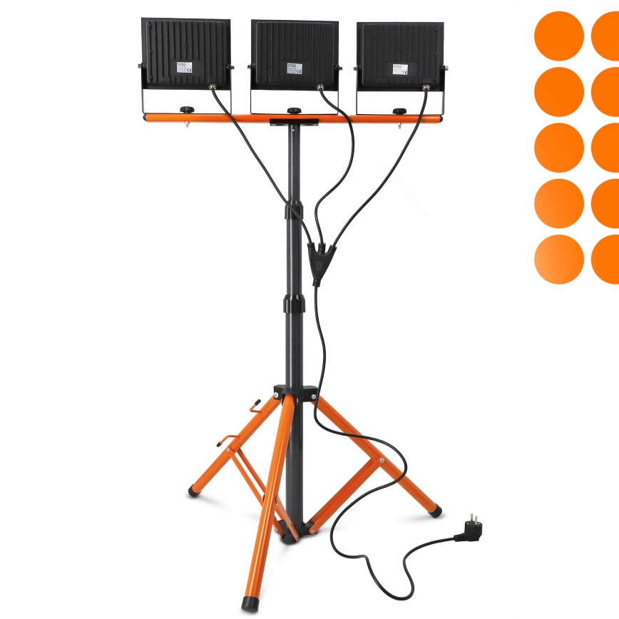 LED-schijnwerper met statief 3xLED/100W/230V 4500K IP65 zwart/oranje