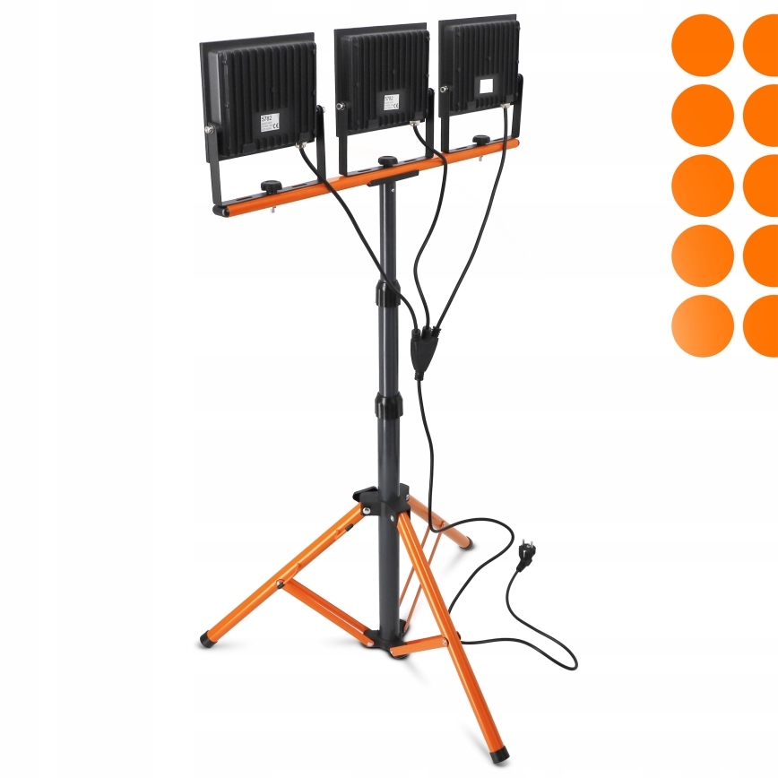 LED-schijnwerper met statief 3xLED/100W/230V 4500K IP65 zwart/oranje