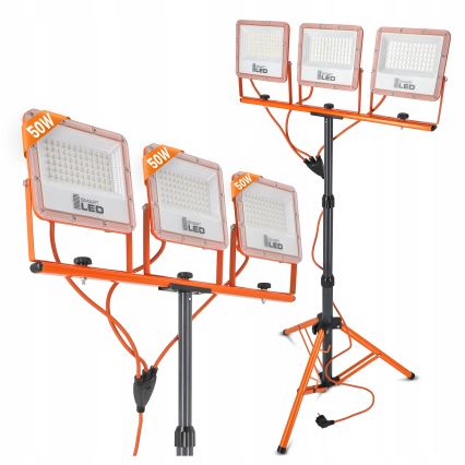 LED-schijnwerper met statief 3xLED/50W/230V 4500K IP65 oranje