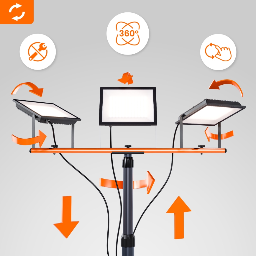LED-schijnwerper met statief 3xLED/50W/230V 4500K IP65 zwart/oranje