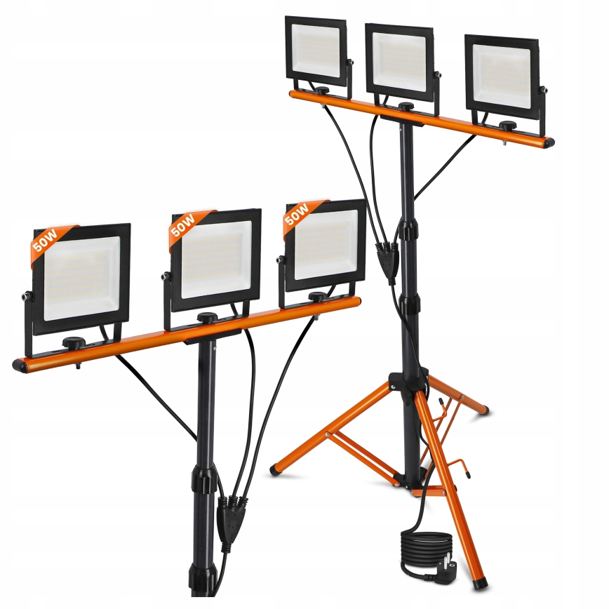 LED-schijnwerper met statief 3xLED/50W/230V 4500K IP65 zwart/oranje