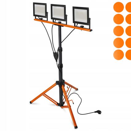 LED-schijnwerper met statief 3xLED/50W/230V 4500K IP65 zwart/oranje