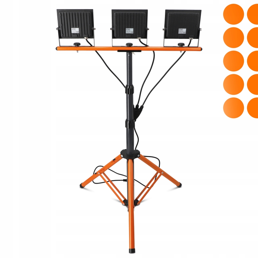 LED-schijnwerper met statief 3xLED/50W/230V 4500K IP65 zwart/oranje