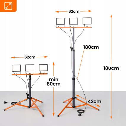 LED-schijnwerper met statief 3xLED/50W/230V 4500K IP65 zwart/oranje