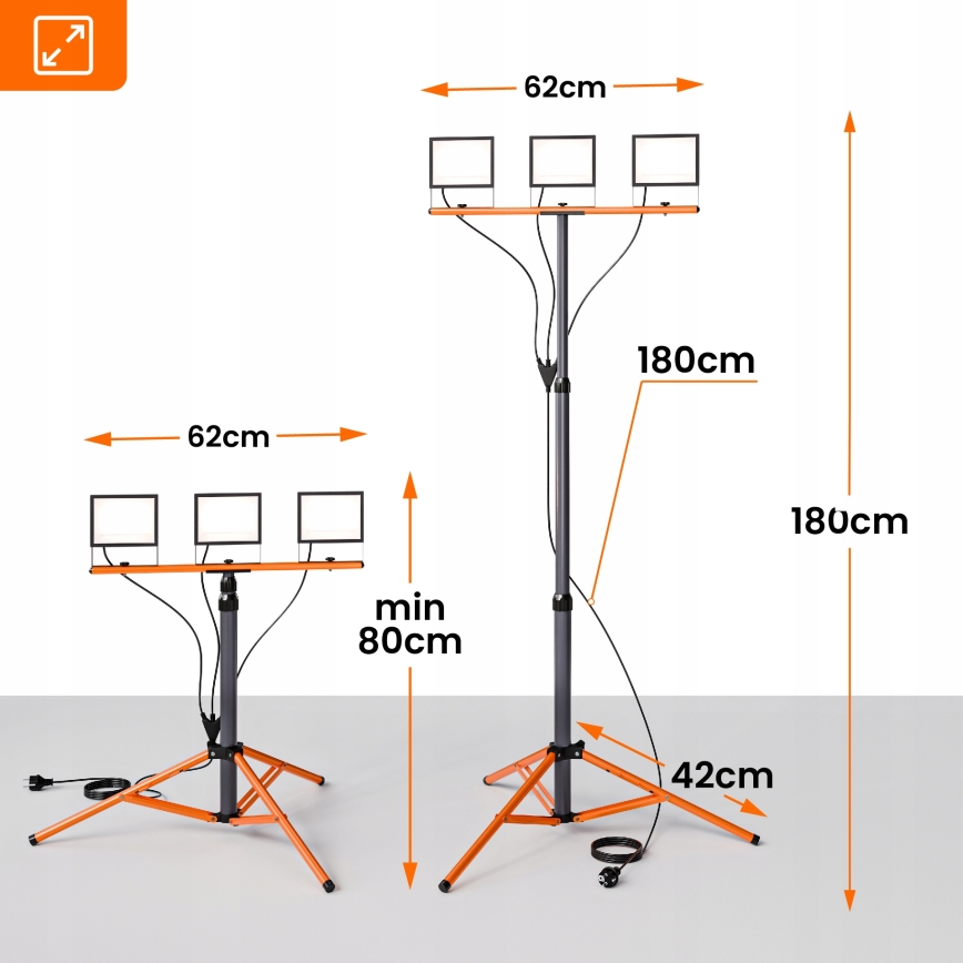 LED-schijnwerper met statief 3xLED/50W/230V 4500K IP65 zwart/oranje