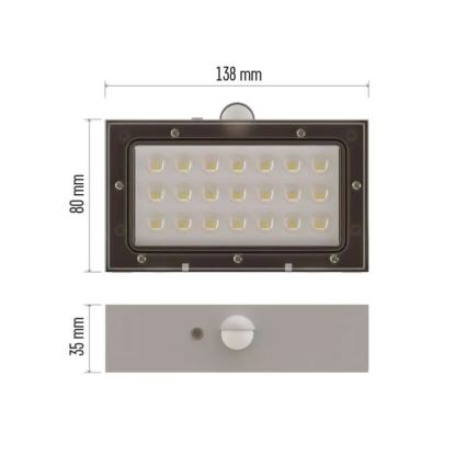 LED Schijnwerper op zonne-energie met bewegingssensor LED/3,7V 1200mAh 4000K IP65 wit
