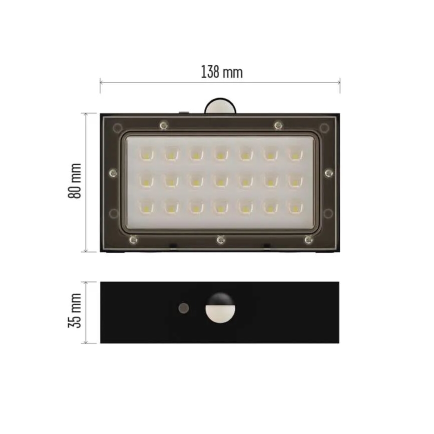 LED Schijnwerper op zonne-energie met bewegingssensor LED/3,7V 1200mAh 4000K IP65 zwart