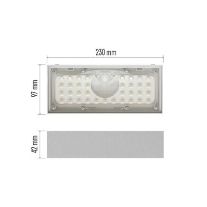 LED Schijnwerper op zonne-energie met bewegingssensor LED/3,7V 3000mAh 4000K IP65 wit