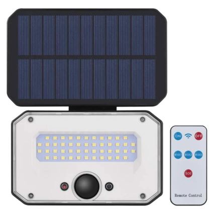 LED Schijnwerper op zonne-energie met bewegingssensor SPILO LED/3,7V 3600mAh 3000K IP54 + afstandsbediening