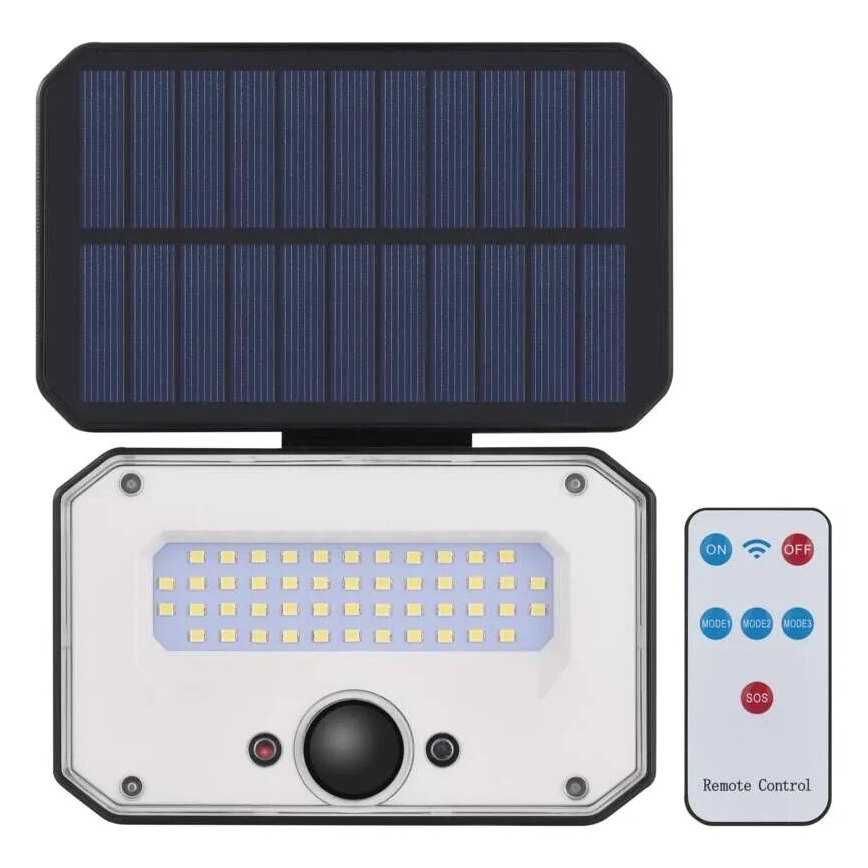 LED Schijnwerper op zonne-energie met bewegingssensor SPILO LED/3,7V 3600mAh 4000K IP54 + afstandsbediening