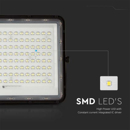 LED Schijnwerper op zonne-energie voor buiten LED/20W/3,2V 6400K zwart IP65 + afstandsbediening