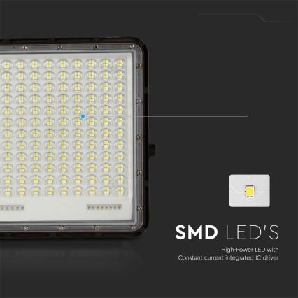 LED Schijnwerper op zonne-energie voor buiten LED/30W/3,2V 4000K zwart IP65 + afstandsbediening