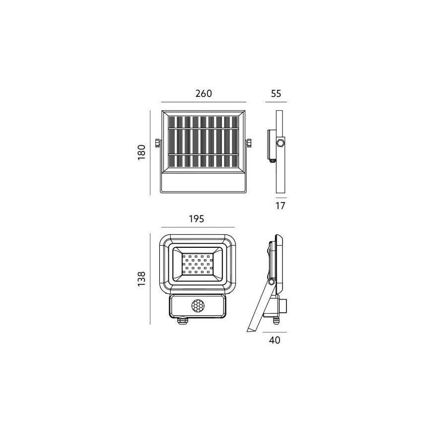 LED Schijnwerper op zonne-energie voor buiten met sensor LED/20W/3,7V 6500K IP65 4400 mAh