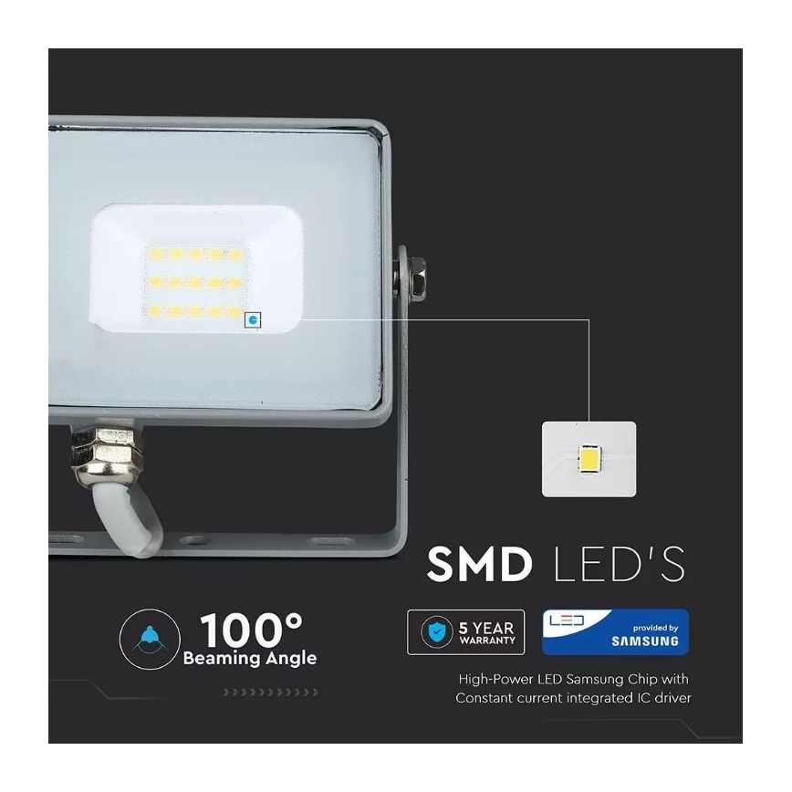 LED Schijnwerper SAMSUNG CHIP LED/10W/230V IP65 4000K grijs