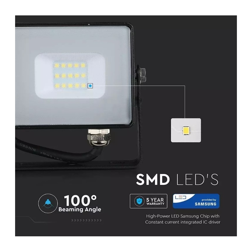 LED Schijnwerper SAMSUNG CHIP LED/10W/230V IP65 6400K zwart