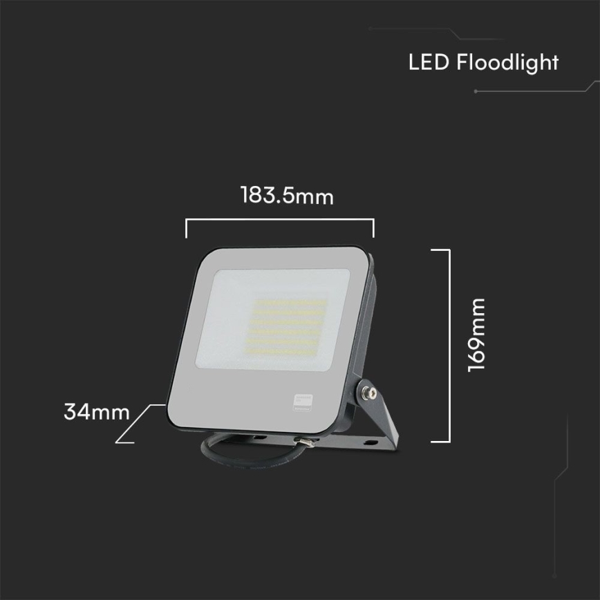 LED Schijnwerper SAMSUNG CHIP LED/50W/230V 4000K IP65 zwart