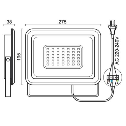 LED Schijnwerper voor buiten LED/100W/230V 4000K IP65 zwart