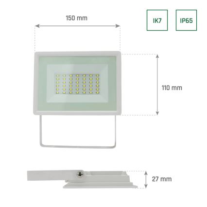 LED Schijnwerper voor buiten NOCTIS LUX 3 LED/30W/230V 3000K IP65 wit