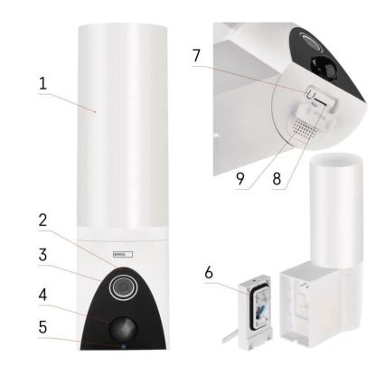 LED Slimme buitencamera met een licht GoSmart LED/12W/230V IP65 Wi-Fi Tuya wit