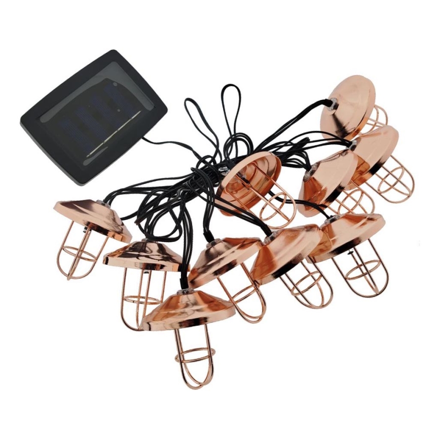 LED-slingerverlichting op zonne-energie 10xLED/1,2V 300 mAh 3,8 m IP44 koperkleurig