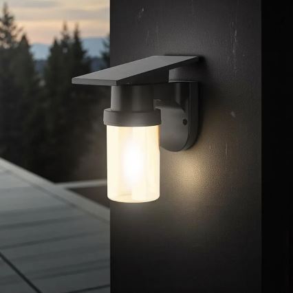 LED zonne-wandlamp LED/3,7V 2700/3200/5000K IP54 1800 mAh zwart/rookbeige + afstandsbediening