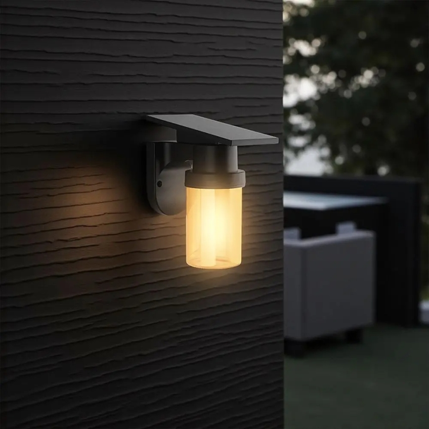 LED zonne-wandlamp LED/3,7V 2700/3200/5000K IP54 1800 mAh zwart/rookbeige + afstandsbediening