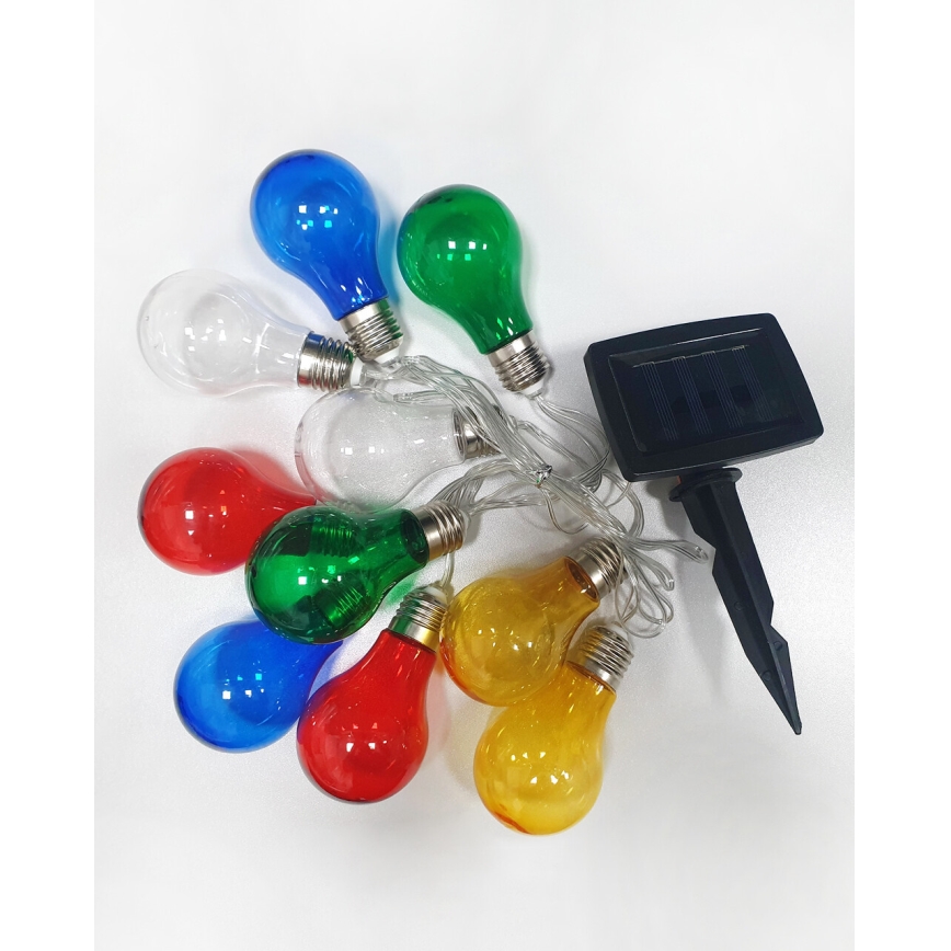 LED Solar buitenshuis ketting 10xLED/1,2V 300 mAh 2,2 m IP44 Meerdere kleuren