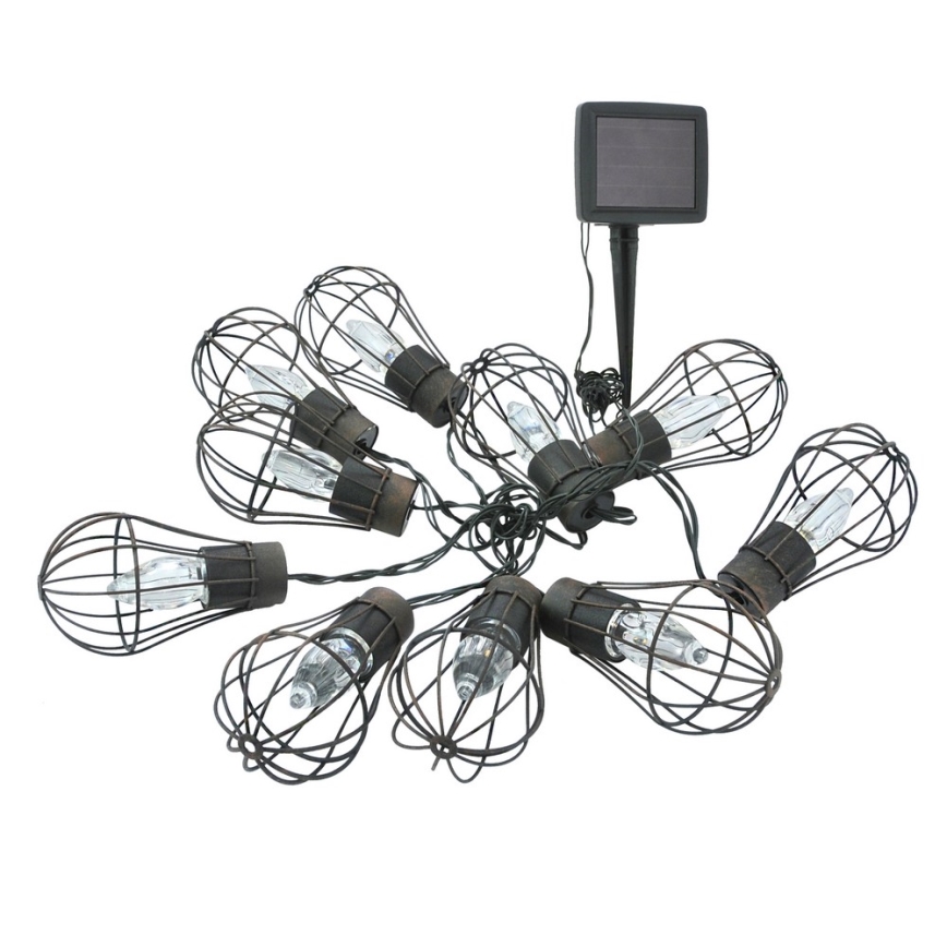 LED Solar buitenshuis ketting 10xLED/1,2V 300 mAh 3,8 m IP44