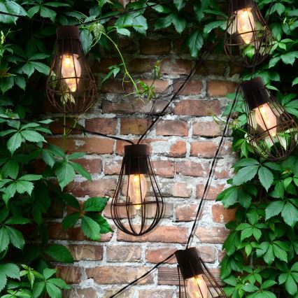 LED Solar buitenshuis ketting 10xLED/1,2V 300 mAh 3,8 m IP44