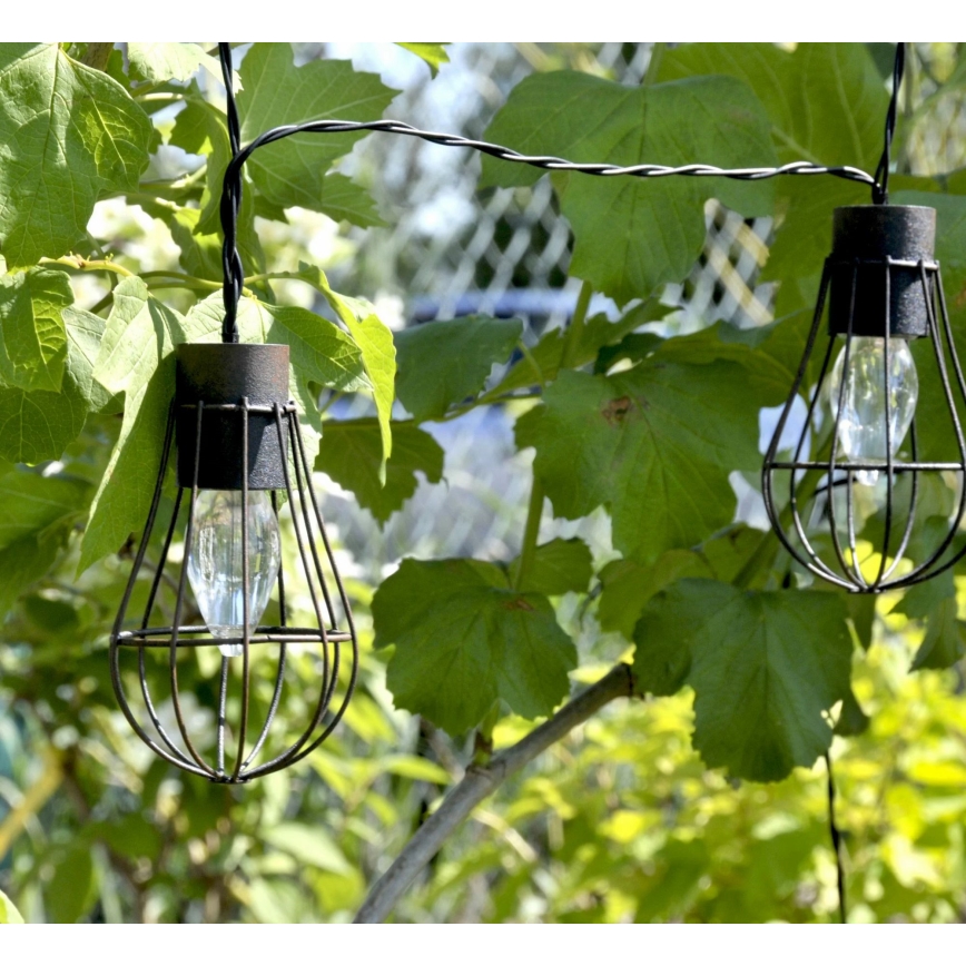 LED Solar buitenshuis ketting 10xLED/1,2V 300 mAh 3,8 m IP44