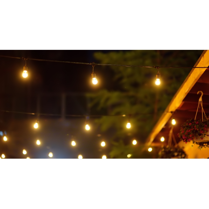 LED Dimbaar zonne- buitenshuis ketting PARTY 10xE27/3,7V 10 m IP44 + afstandsbediening