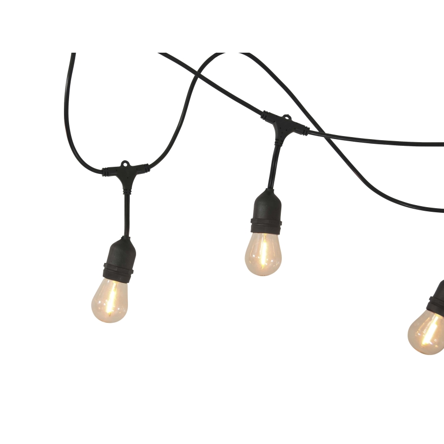 LED Dimbaar zonne- buitenshuis ketting PARTY 10xE27/3,7V 10 m IP44 + afstandsbediening