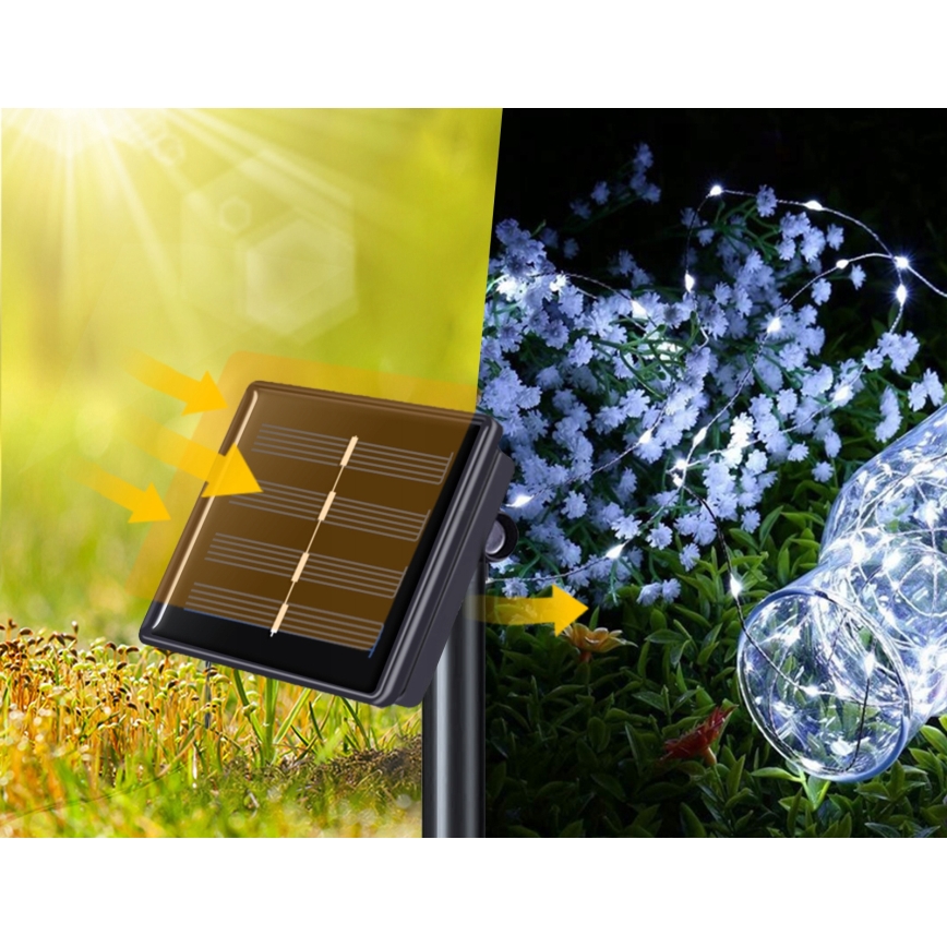 LED solar decoratief lichtsnoer 100xLED/1,2V 800 mAh 7 m IP44 zwart