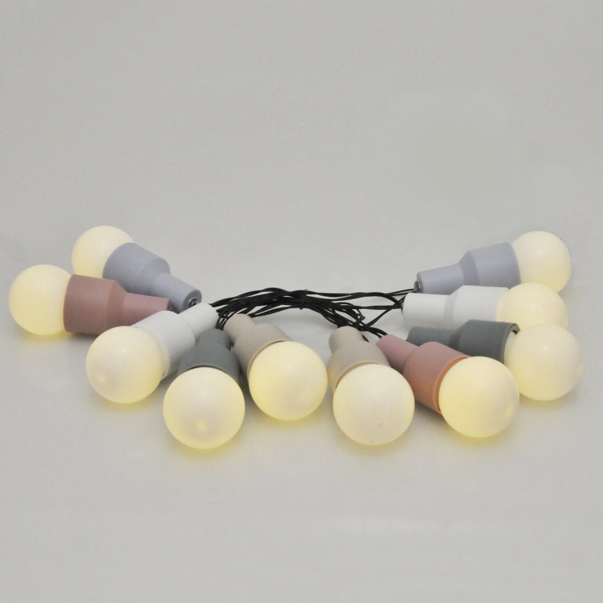 LED Solar decoratieve slinger PASTEL 10xLED/1,2V 300 mAh 3,8 m IP44