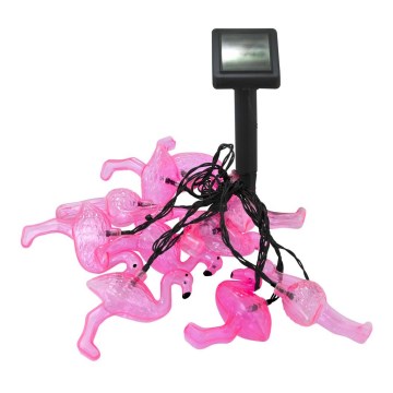 LED Solar decoratieve lichtslinger 10xLED/1,2V 300 mAh 3,8 m IP44 flamingo