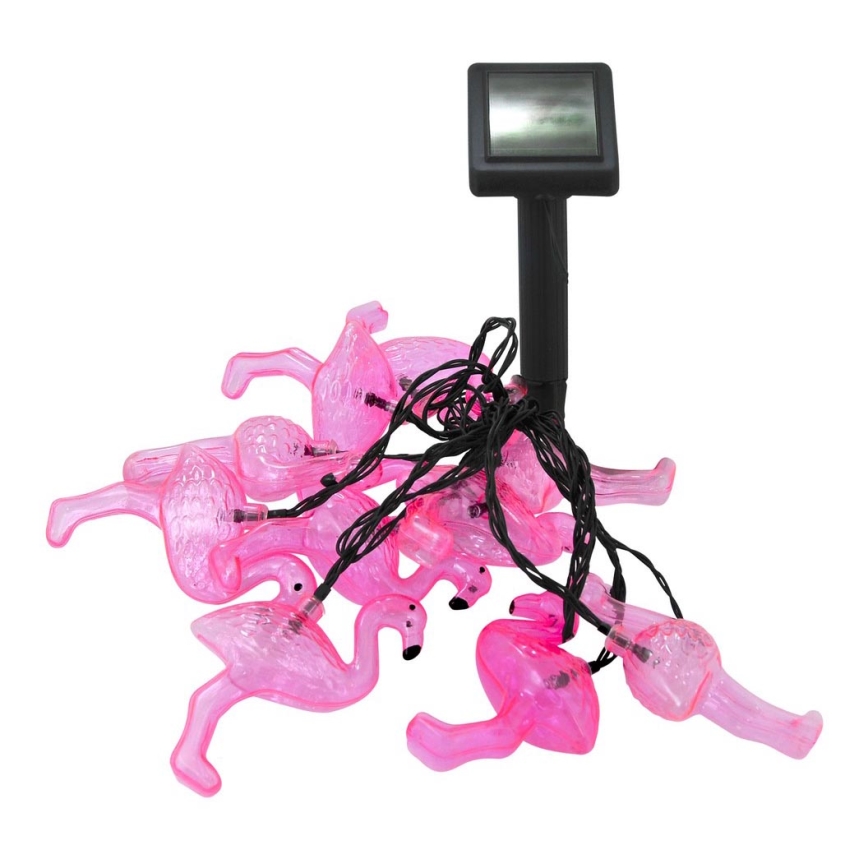 LED Solar Decoratieve lichtsnoer 10xLED/1,2V 300 mAh 3,8 m IP44 flamingo