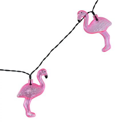LED Solar Decoratieve lichtsnoer 10xLED/1,2V 300 mAh 3,8 m IP44 flamingo
