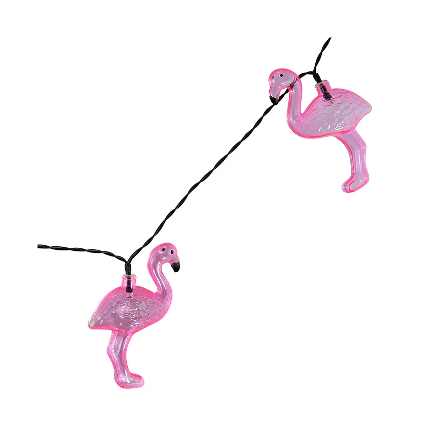 LED Solar Decoratieve lichtsnoer 10xLED/1,2V 300 mAh 3,8 m IP44 flamingo
