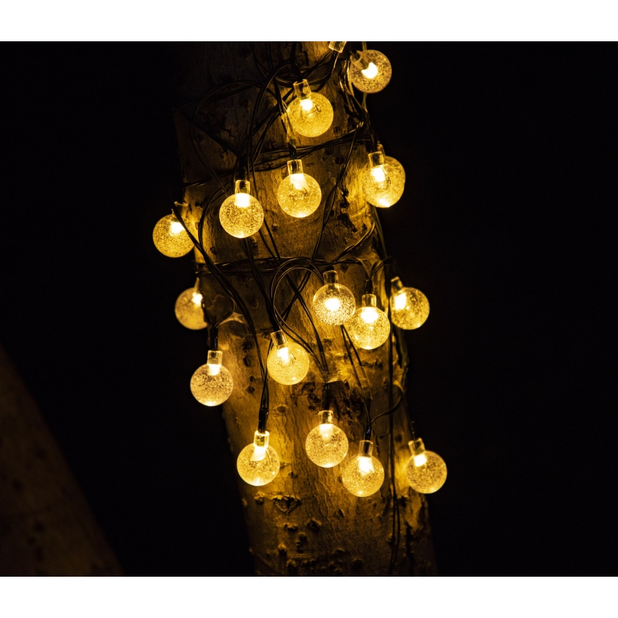 LED Solar Decoratieve lichtsnoer BUBBLE GLASS 20xLED/8 Functies 4,85 m 600 mAh IP44 warm wit