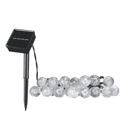 LED Solar Decoratieve lichtsnoer BUBBLE GLASS 20xLED/8 Functies 4,85 m 600 mAh IP44 warm wit