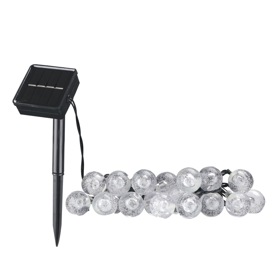 LED Solar Decoratieve lichtsnoer BUBBLE GLASS 20xLED/8 Functies 4,85 m 600 mAh IP44 warm wit